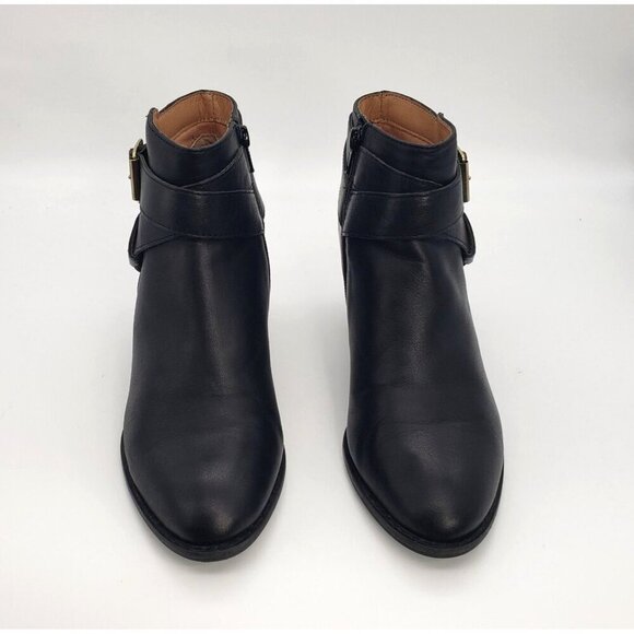 VIONIC Women 7 Black Leather Trinity Arch Support Comfort Ankle Moto Buckle Boot - Picture 8 of 16